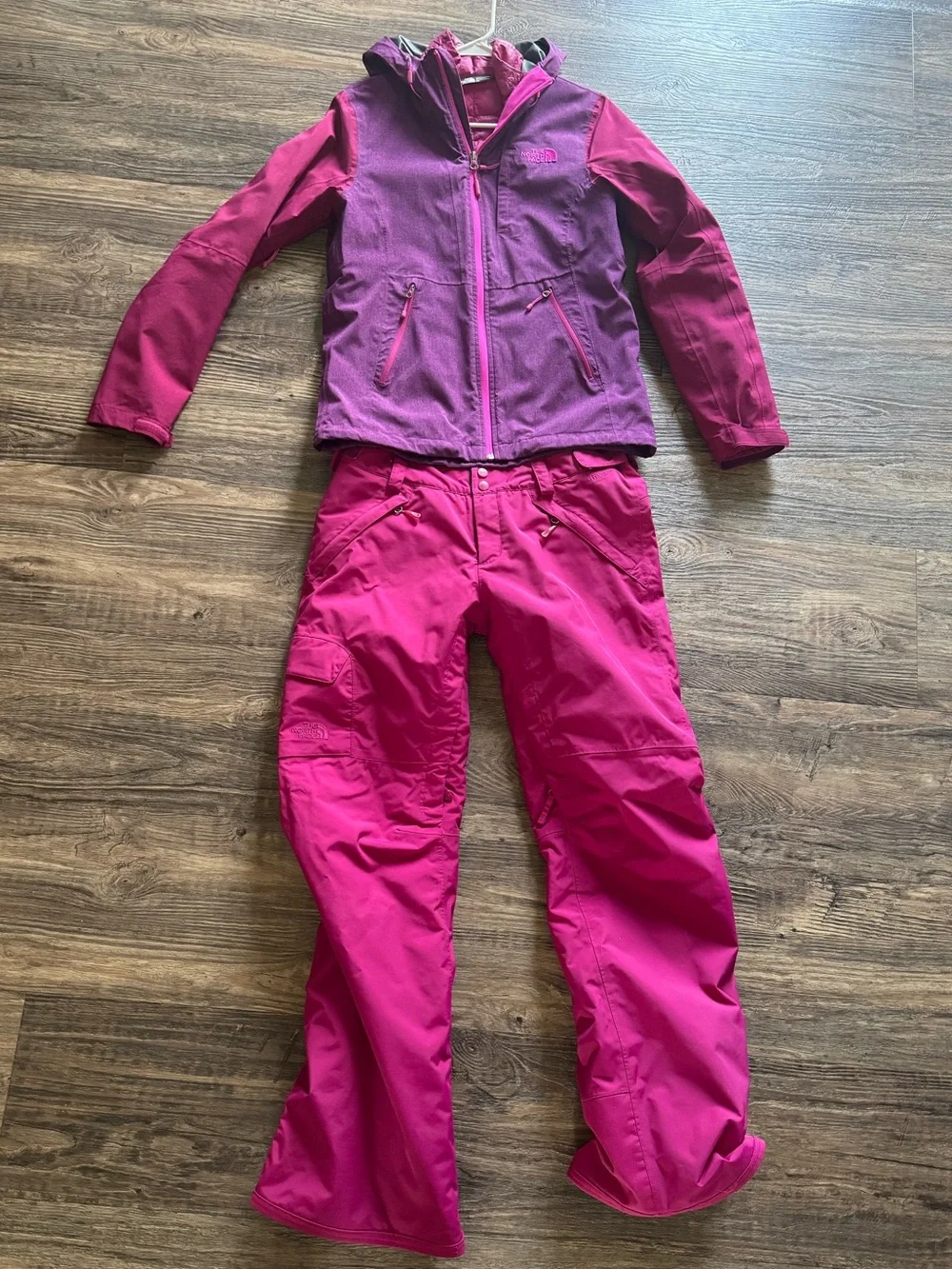 The North Face Pink and Purple Ski Jacket with Magenta Snow Pants